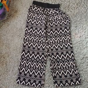 Geometric wide leg hippie pants w/pocket